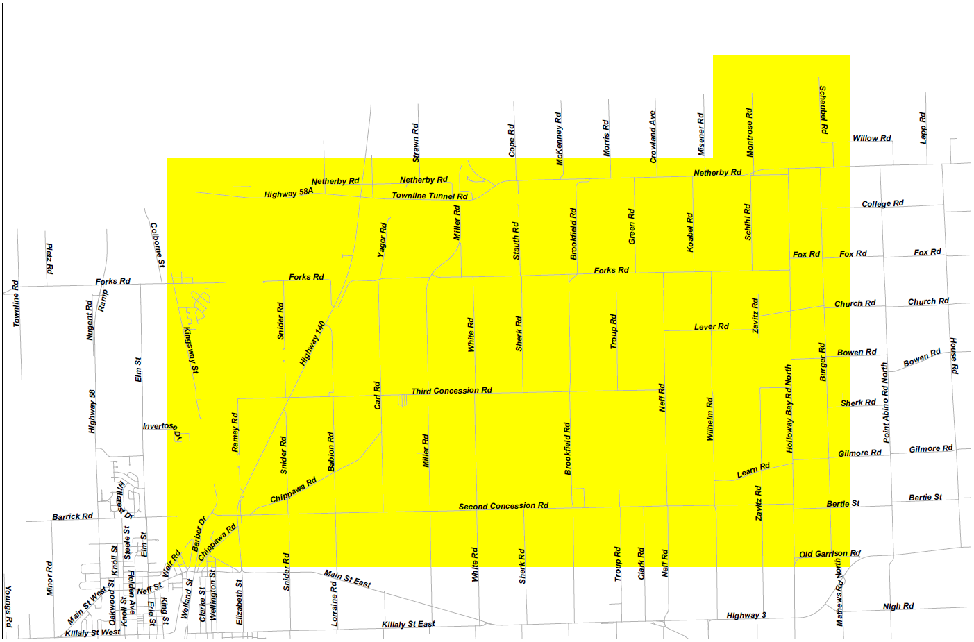 Port Colborne Tree Trimming Zone 1 Map